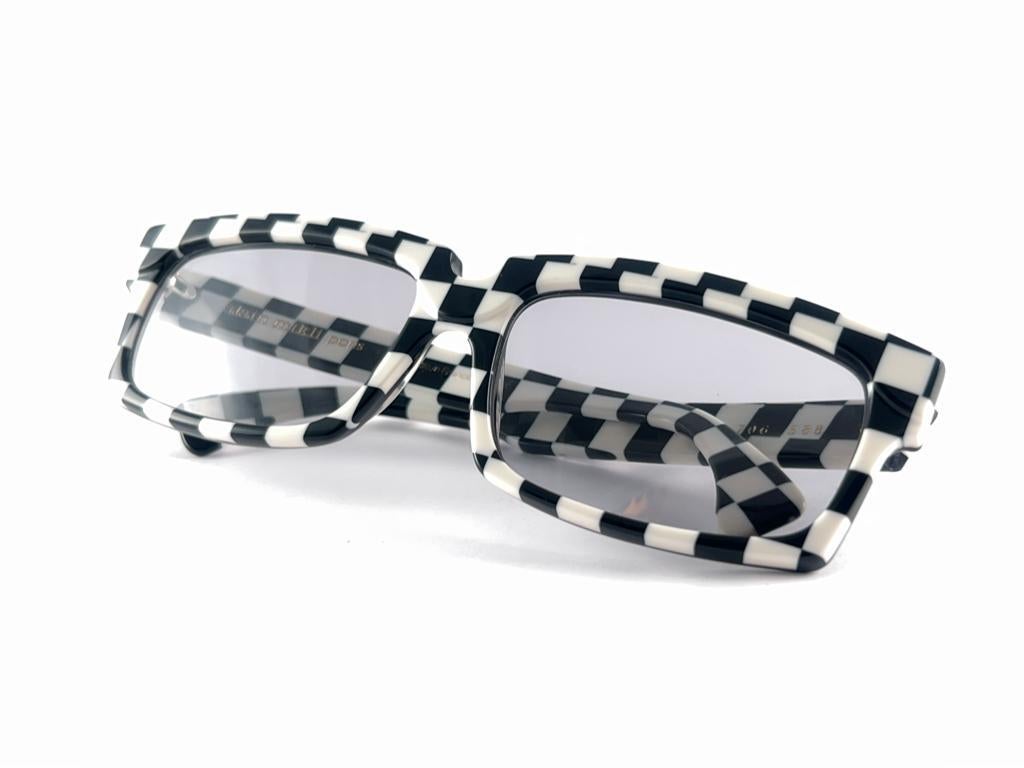 New Vintage Rare Alain Mikli Rectangular Black & white 1990's France Sunglasses  For Sale 6