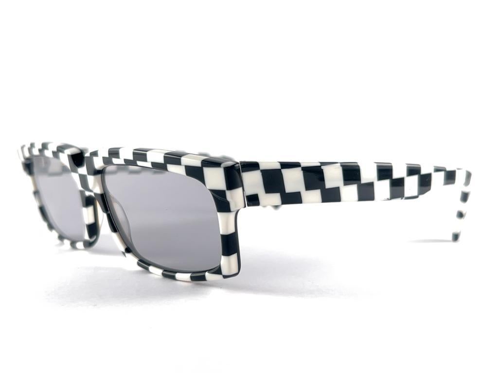 Women's or Men's New Vintage Rare Alain Mikli Rectangular Black & white 1990's France Sunglasses  For Sale