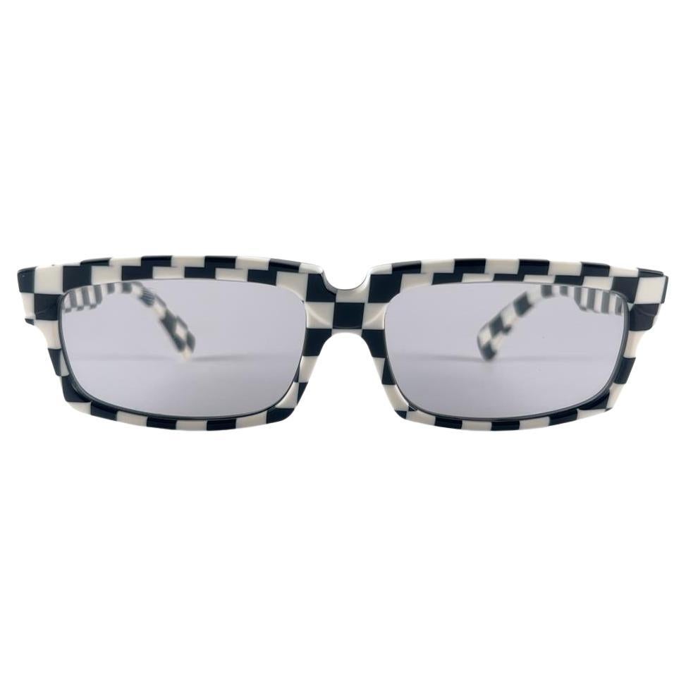 New Vintage Rare Alain Mikli Rectangular Black & white 1990's France Sunglasses  For Sale