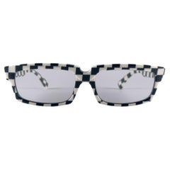 New Vintage Rare Alain Mikli Rectangular Black & white 1990's France Sunglasses 