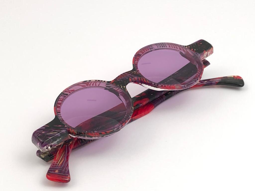 New Vintage Rare Alain Mikli 0150  Round Pink Tones France Sunglasses 1990 In New Condition For Sale In Baleares, Baleares