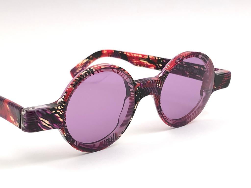 Women's or Men's New Vintage Rare Alain Mikli 0150  Round Pink Tones France Sunglasses 1990 For Sale