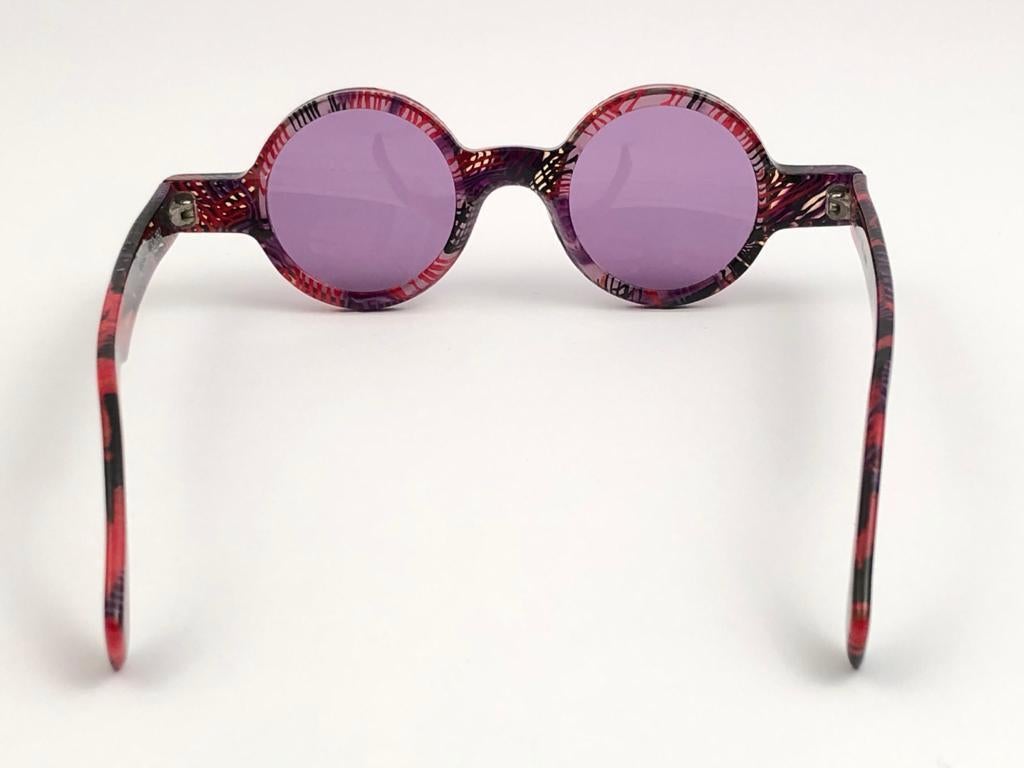New Vintage Rare Alain Mikli 0150  Round Pink Tones France Sunglasses 1990 For Sale 2