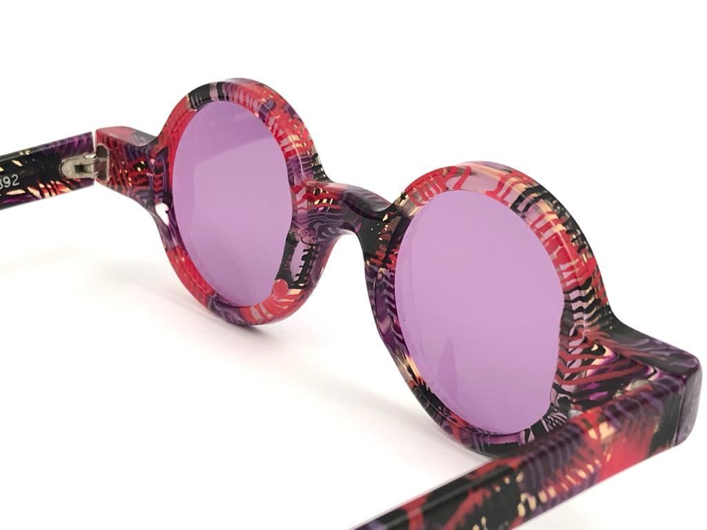 New Vintage Rare Alain Mikli 0150  Round Pink Tones France Sunglasses 1990 For Sale 3