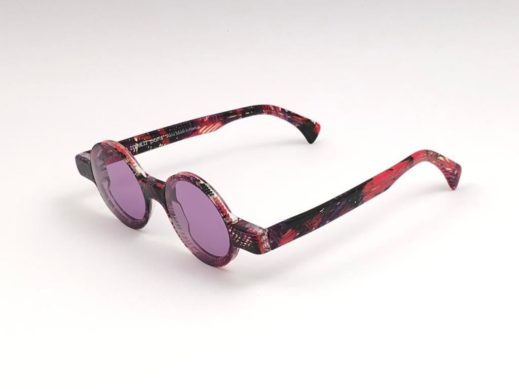 New Vintage Rare Alain Mikli 0150  Round Pink Tones France Sunglasses 1990 For Sale 4