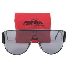 New Vintage Rare Alpina Goldwing Grey Mono Lens Sunglasses 1980's W. Germany 