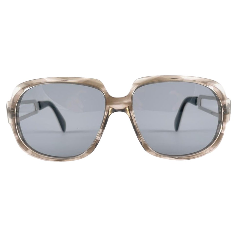 New Vintage Rare Menrad M 501 Funky Translucent Grey & Silver 70's Sunglasses