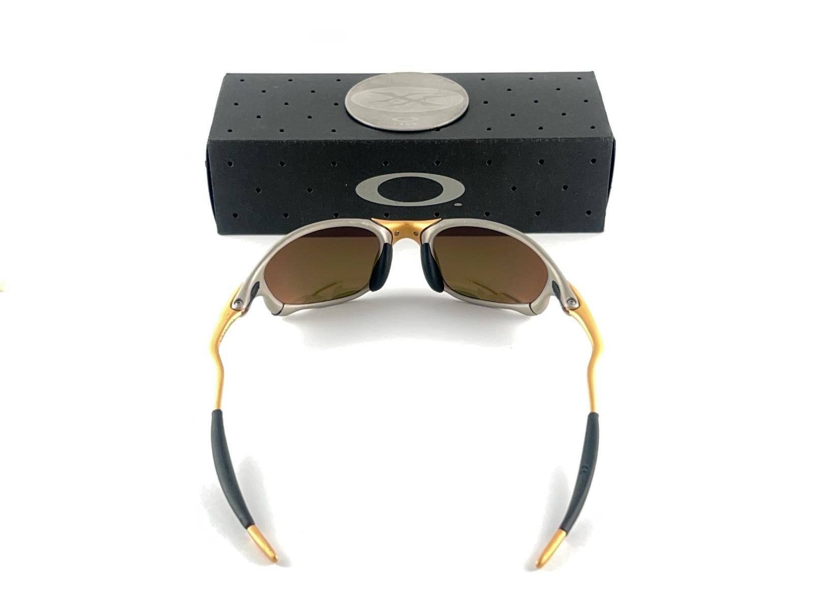 Neu Vintage Seltene Eichenholz Romeo XX 24 K Gold Iridium-Lenses 1999 Sonnenbrille  im Angebot 7