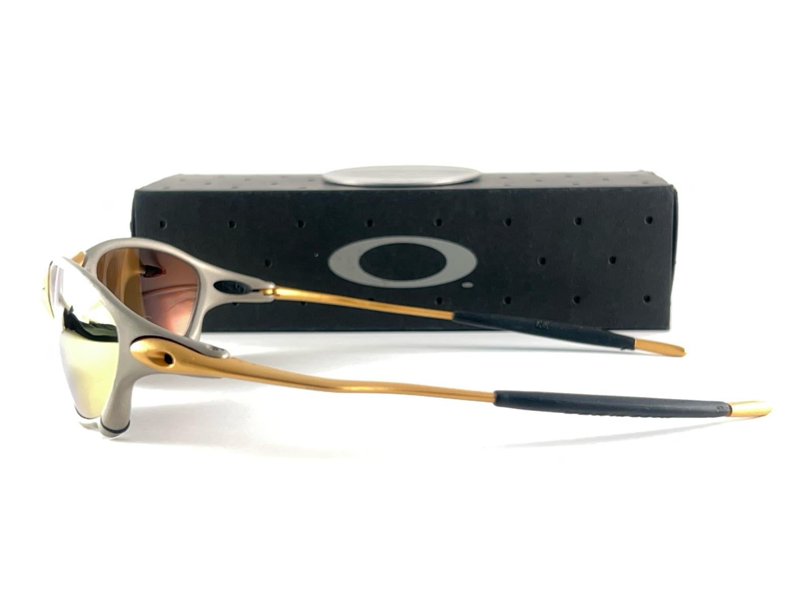 Neu Vintage Seltene Eichenholz Romeo XX 24 K Gold Iridium-Lenses 1999 Sonnenbrille  im Angebot 9
