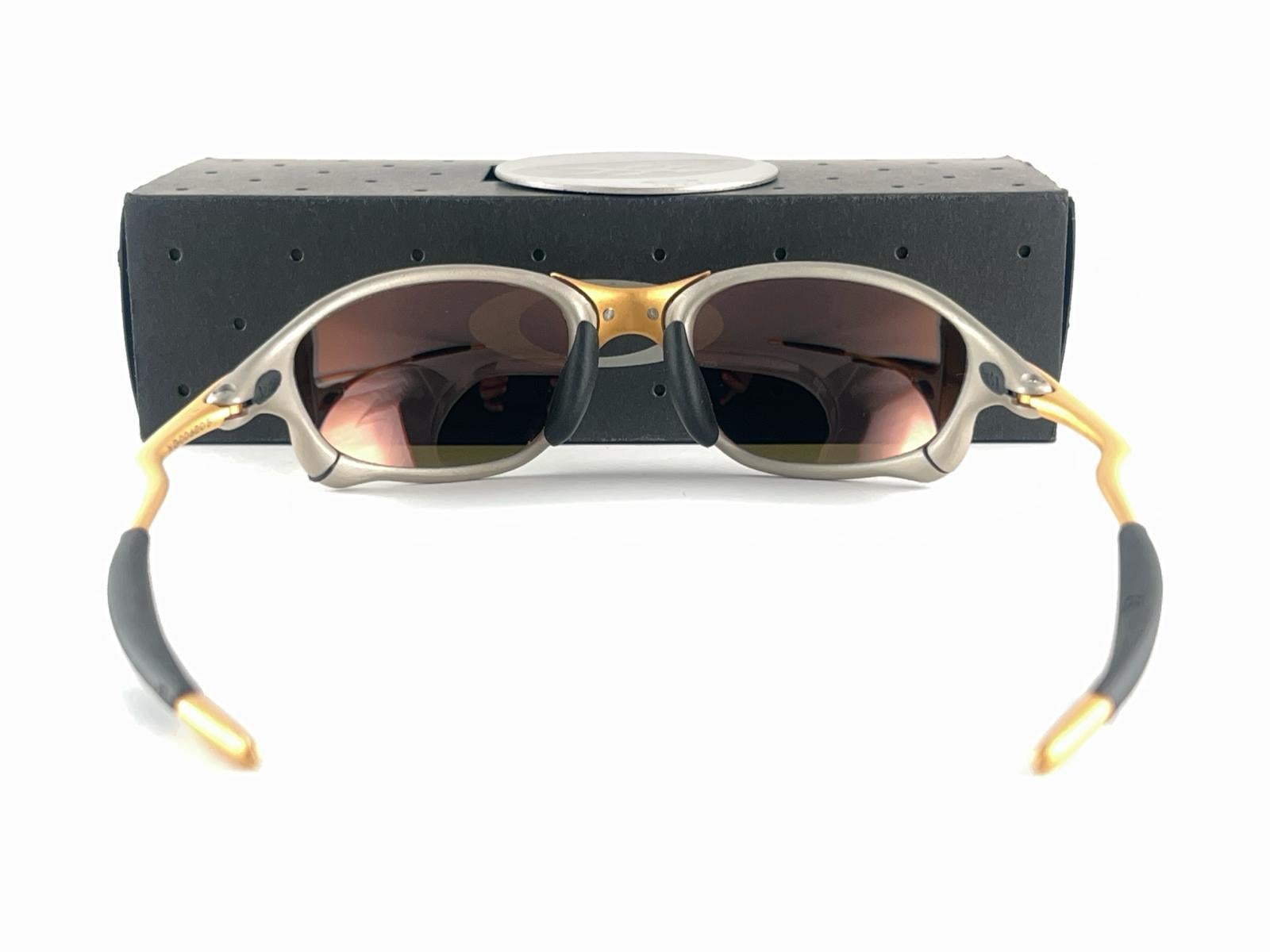 Neu Vintage Seltene Eichenholz Romeo XX 24 K Gold Iridium-Lenses 1999 Sonnenbrille  im Angebot 12