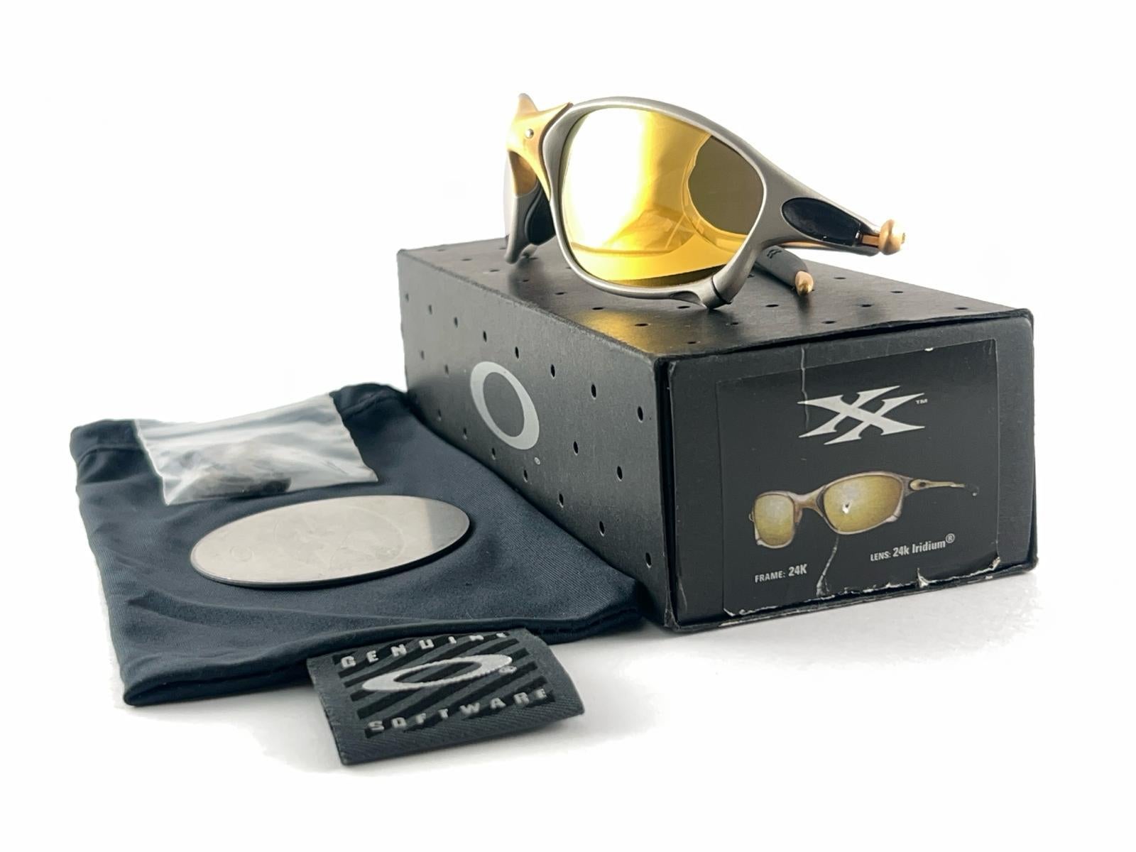 Neu Vintage Seltene Eichenholz Romeo XX 24 K Gold Iridium-Lenses 1999 Sonnenbrille  im Angebot 3