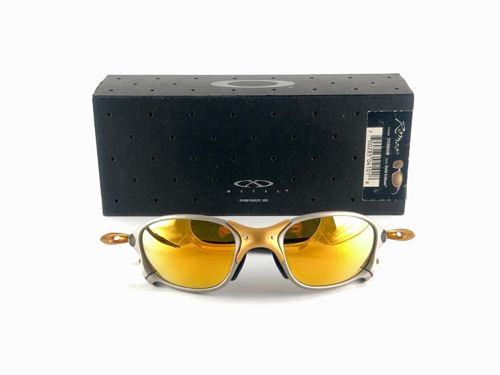 Neu Vintage Seltene Eichenholz Romeo XX 24 K Gold Iridium-Lenses 1999 Sonnenbrille  im Angebot 5