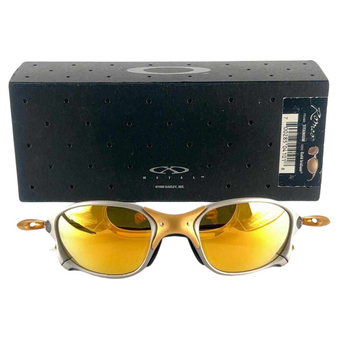New Vintage Rare Oakley Romeo XX 24 K Gold Iridium Lenses 1999 Sunglasses  For Sale