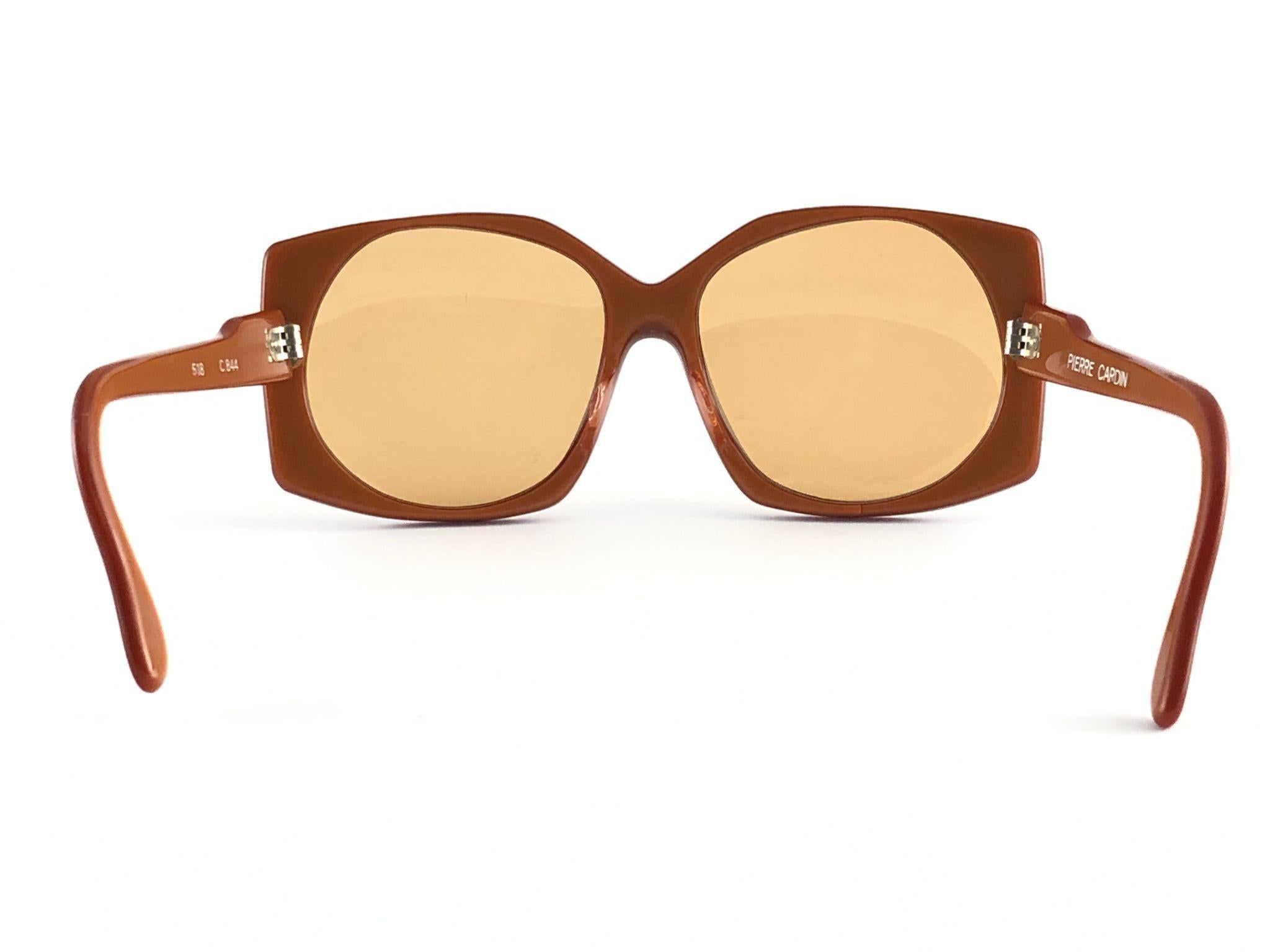 New Vintage Rare Pierre Cardin 518 Dark Orange Oversized 1960's sunglasses For Sale 6