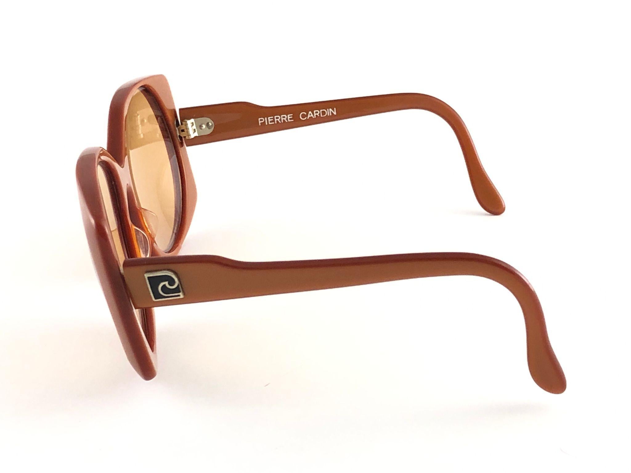 Women's or Men's New Vintage Rare Pierre Cardin 518 Dark Orange Oversized 1960's sunglasses For Sale