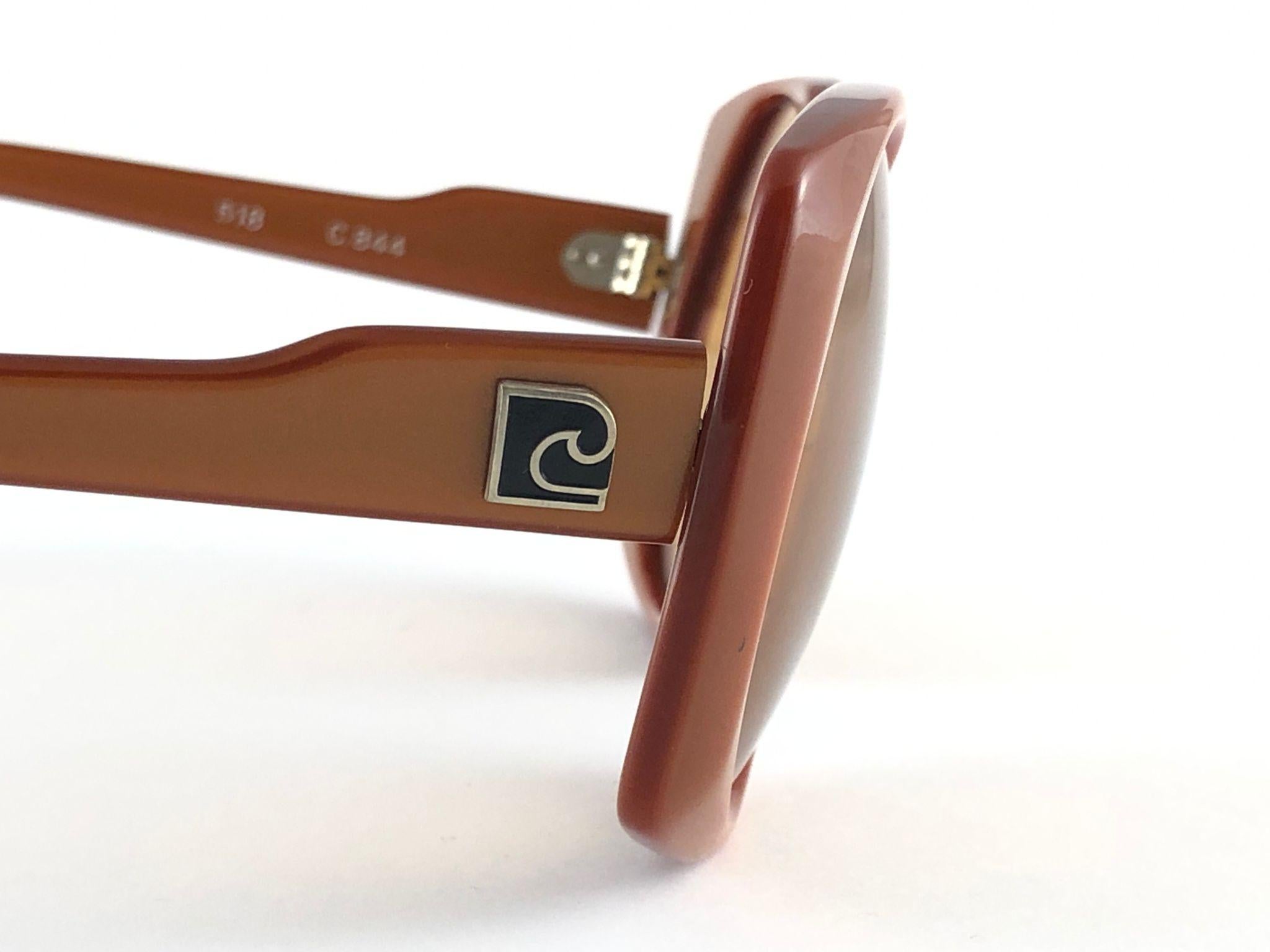 New Vintage Rare Pierre Cardin 518 Dark Orange Oversized 1960's sunglasses For Sale 1