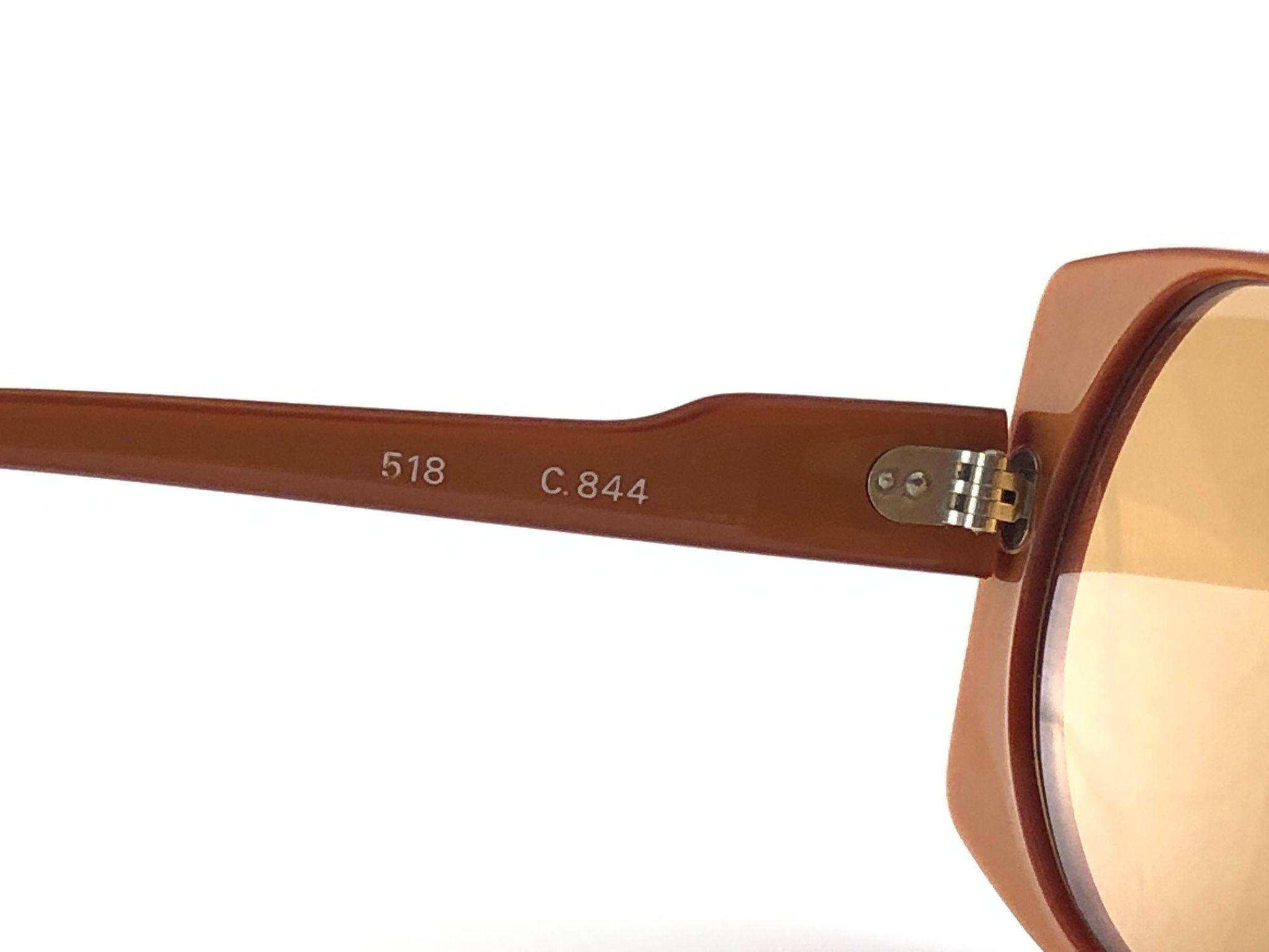 New Vintage Rare Pierre Cardin 518 Dark Orange Oversized 1960's sunglasses For Sale 2