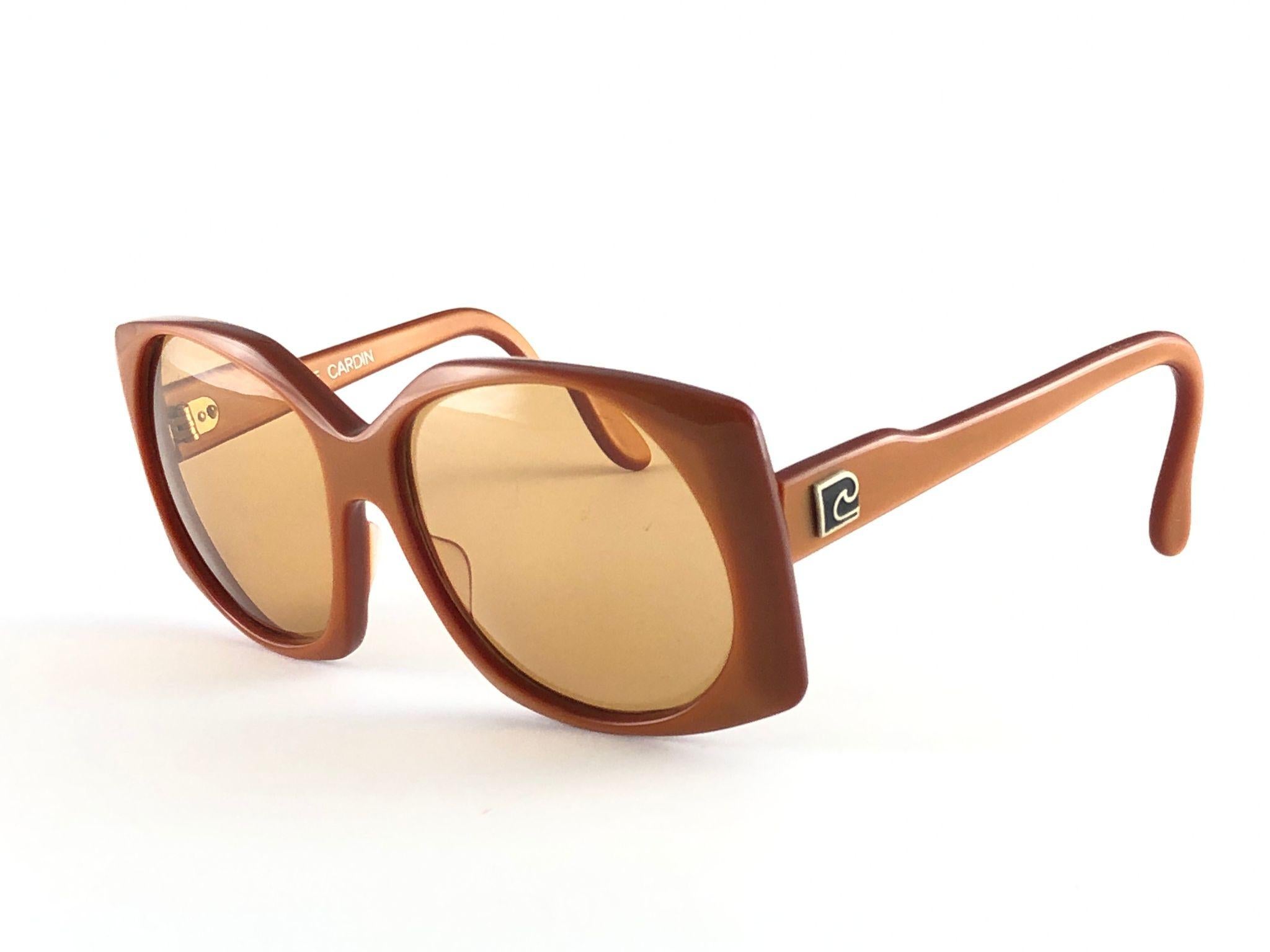 New Vintage Rare Pierre Cardin 518 Dark Orange Oversized 1960's sunglasses For Sale 4