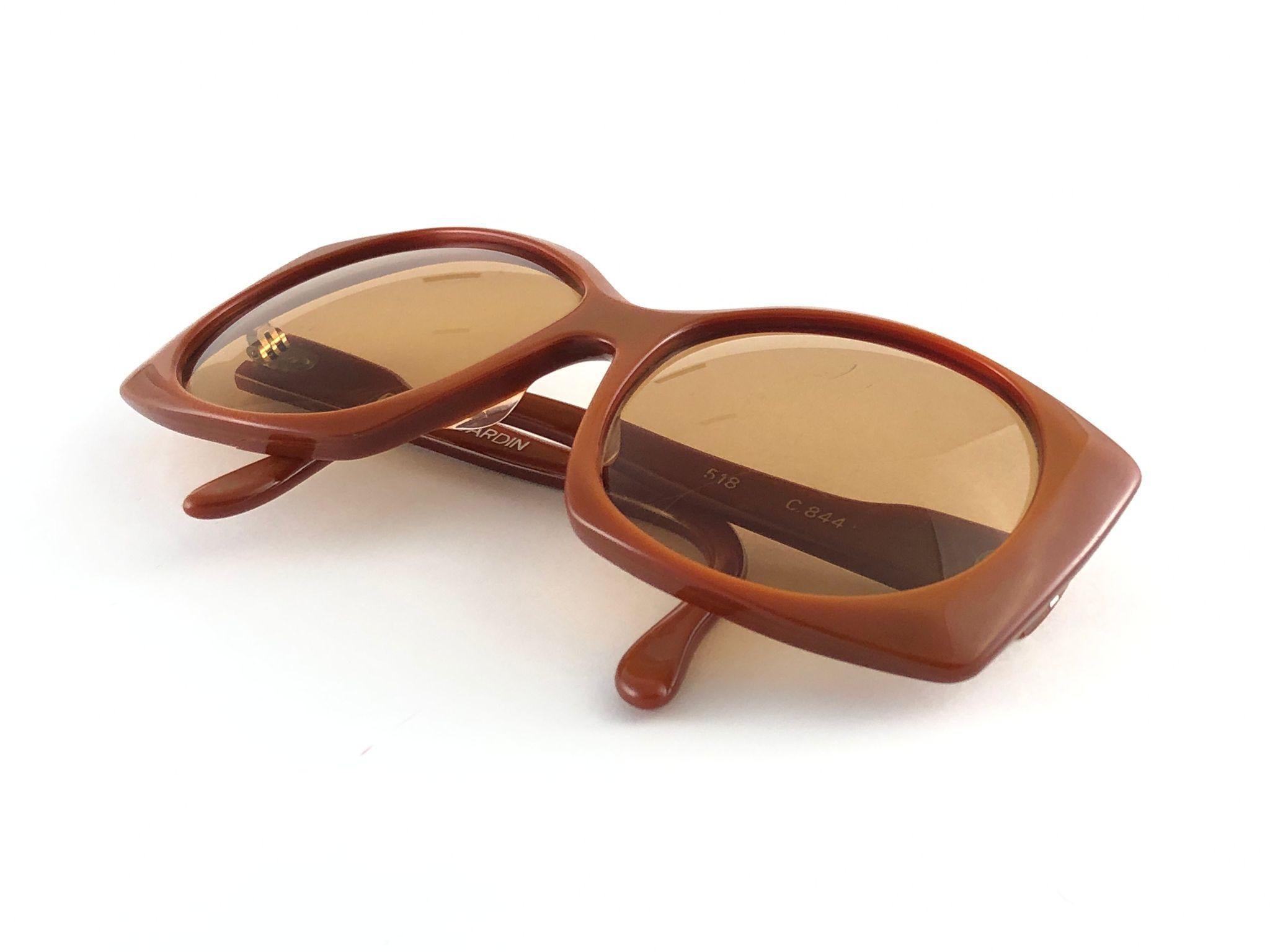 New Vintage Rare Pierre Cardin 518 Dark Orange Oversized 1960's sunglasses For Sale 5