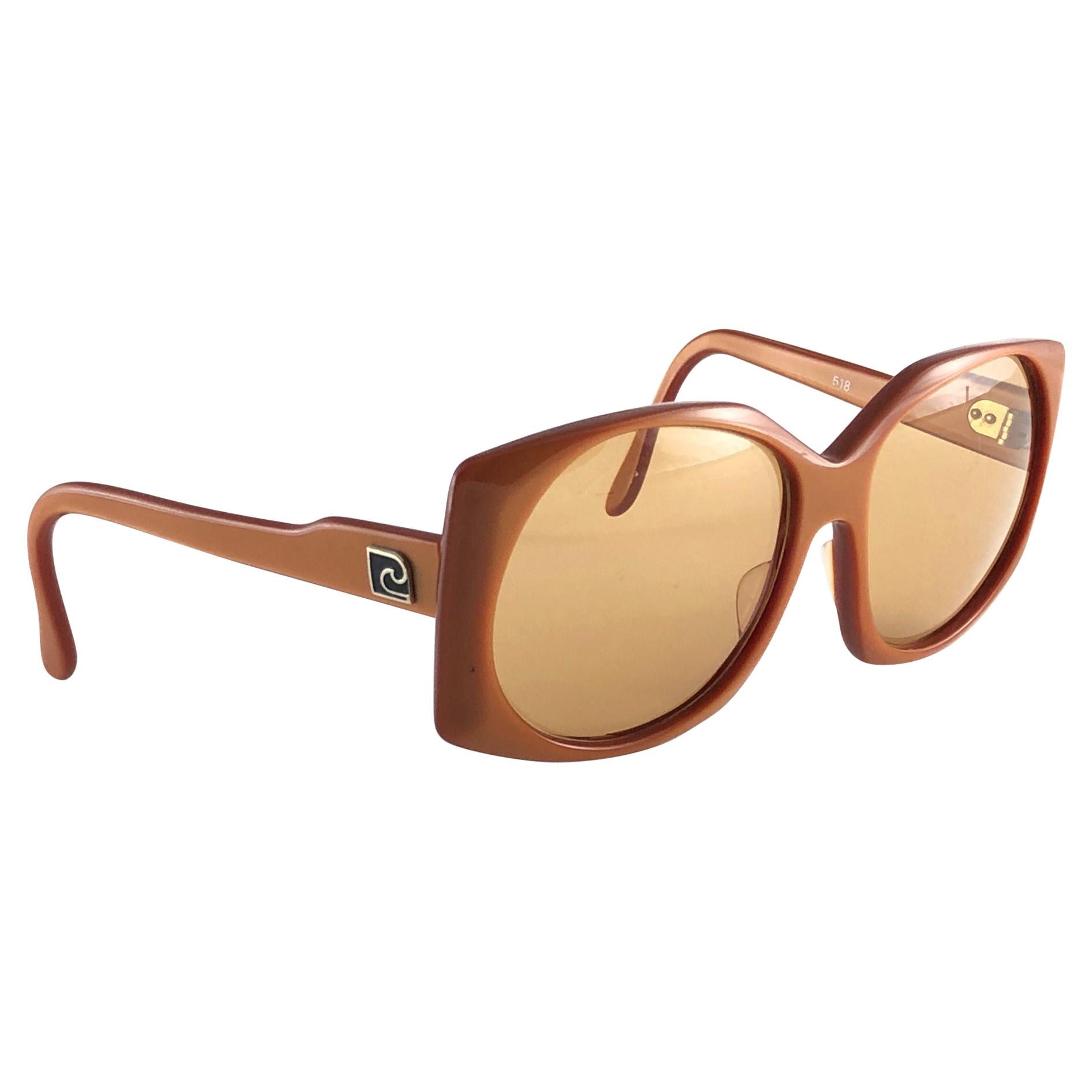 New Vintage Rare Pierre Cardin 518 Dark Orange Oversized 1960's sunglasses