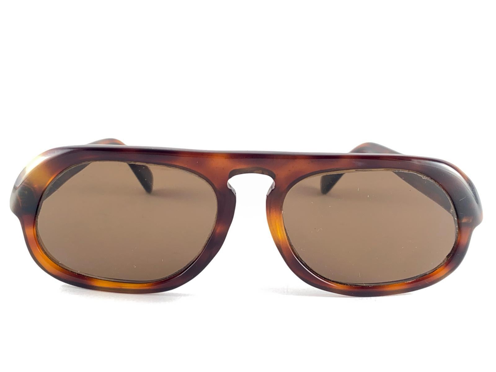 Brown New Vintage Rare Pierre Cardin C22 Tortoise Michael Caine 1960's sunglasses For Sale