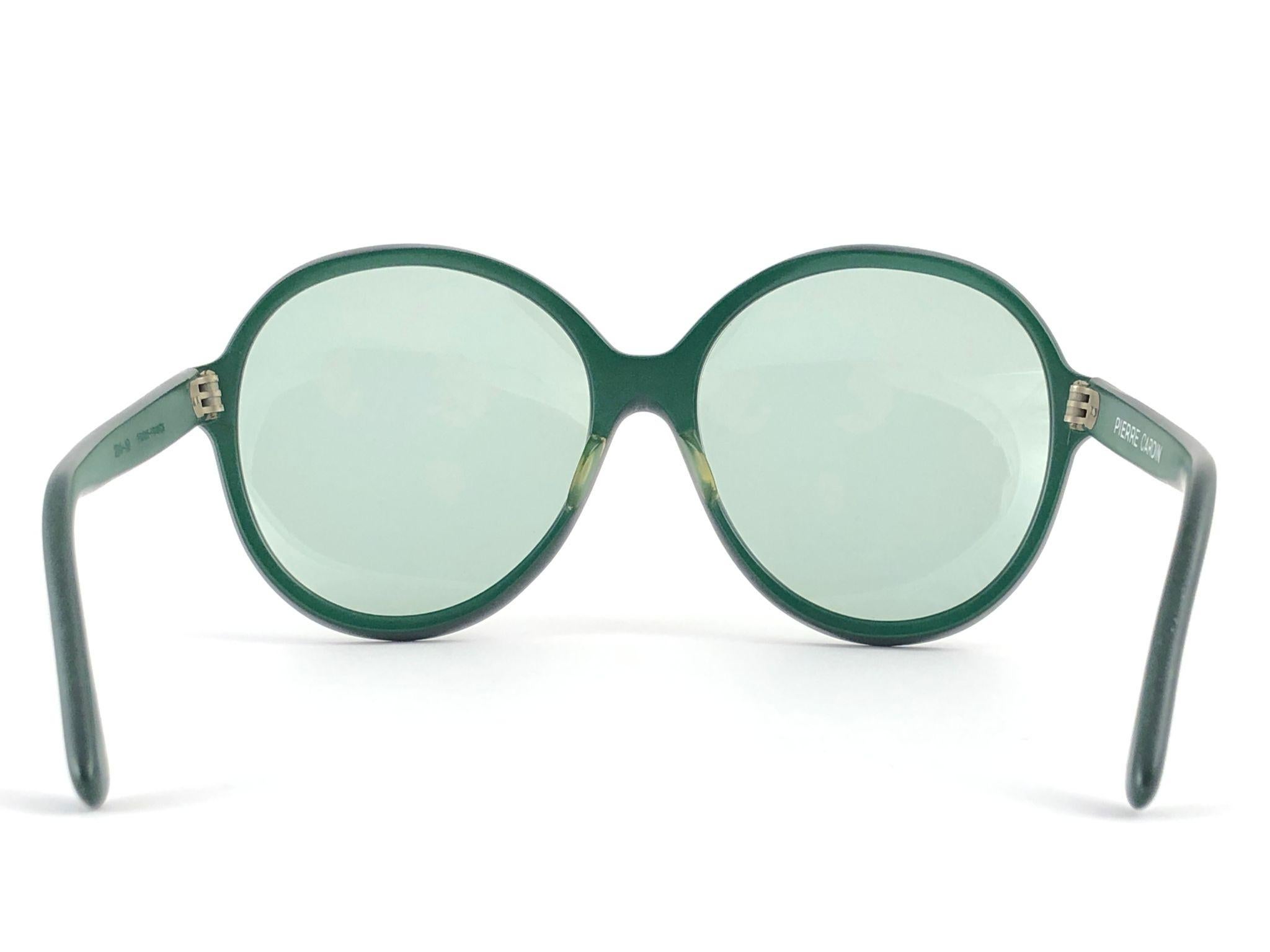 Women's or Men's New Vintage Rare Pierre Cardin Dark Green Oversized 1960's sunglasses For Sale