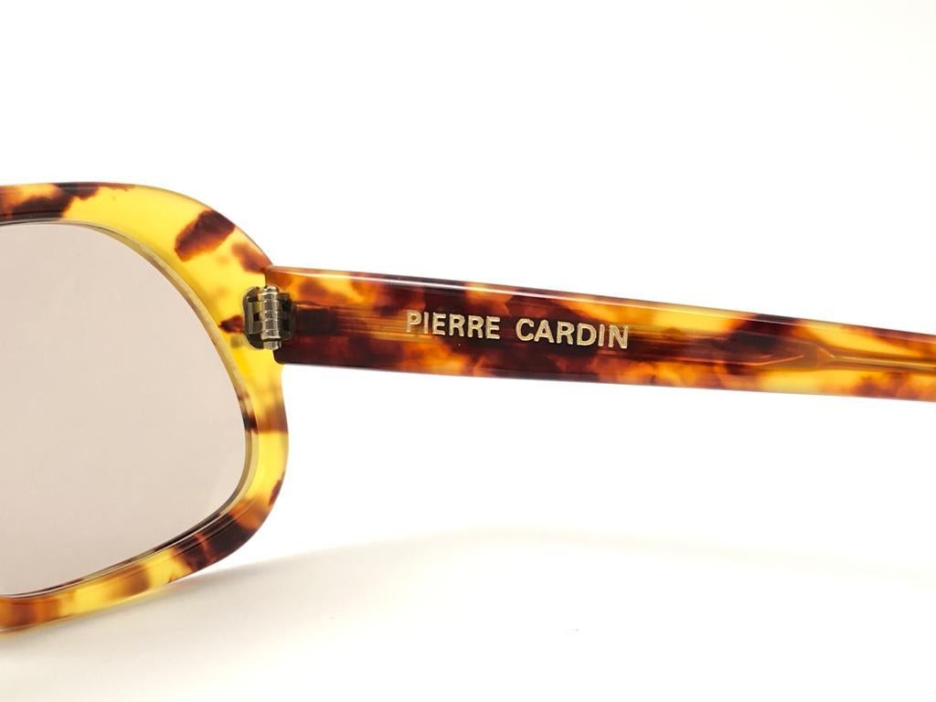 Beige New Vintage Rare Pierre Cardin Light Tortoise Brown Solid Lens 1960's sunglasses For Sale