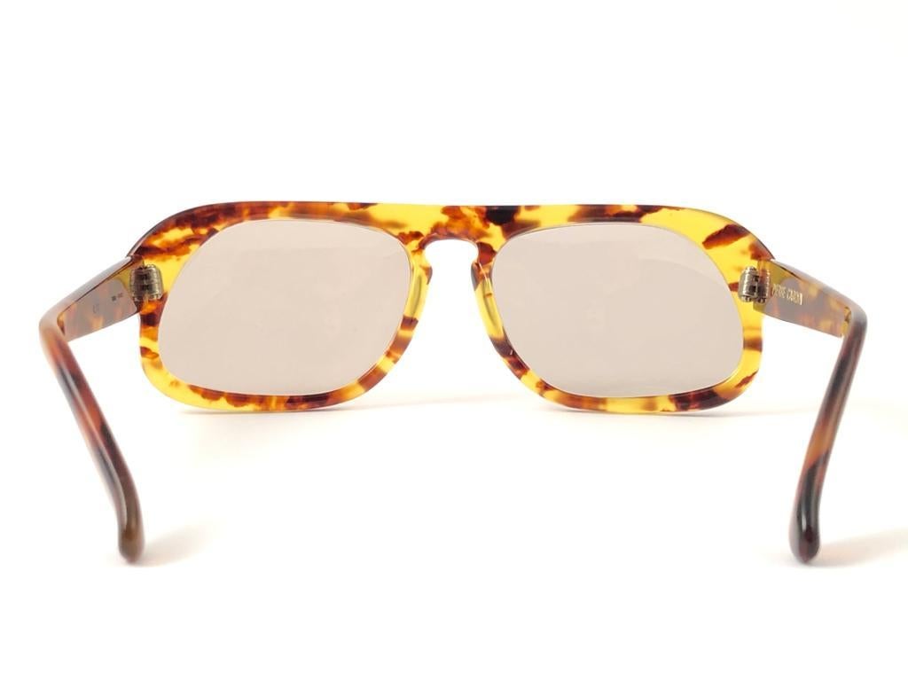 Women's or Men's New Vintage Rare Pierre Cardin Light Tortoise Brown Solid Lens 1960's sunglasses For Sale