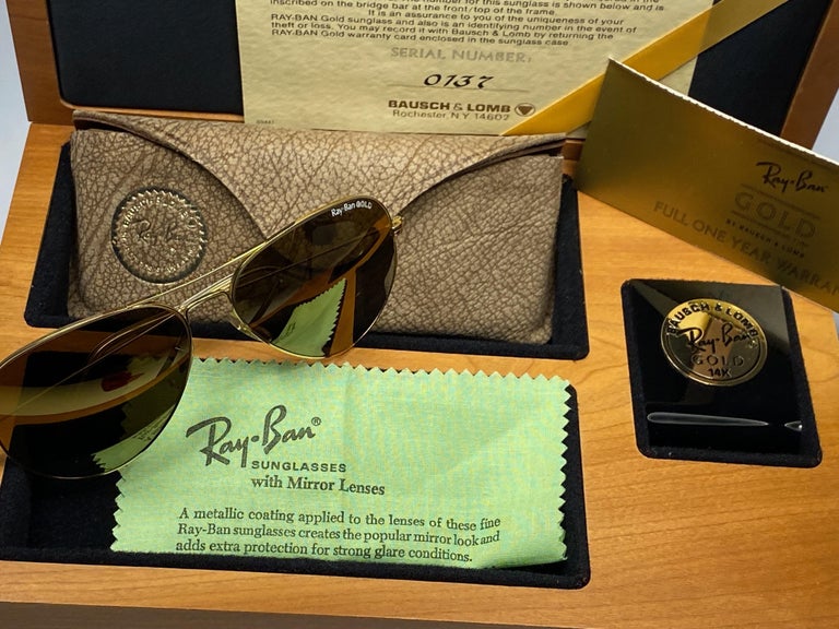 New Vintage Rare Ray Ban " GOLD " Full Set 62Mm Lenses B&L Sunglasses  Germany at 1stDibs