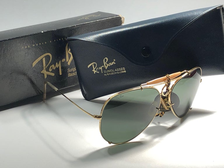 New Vintage Rare Ray Ban Shooter 65Mm G15 Large Lenses B&L Sunglasses Frame  at 1stDibs | ray ban aviator 65mm
