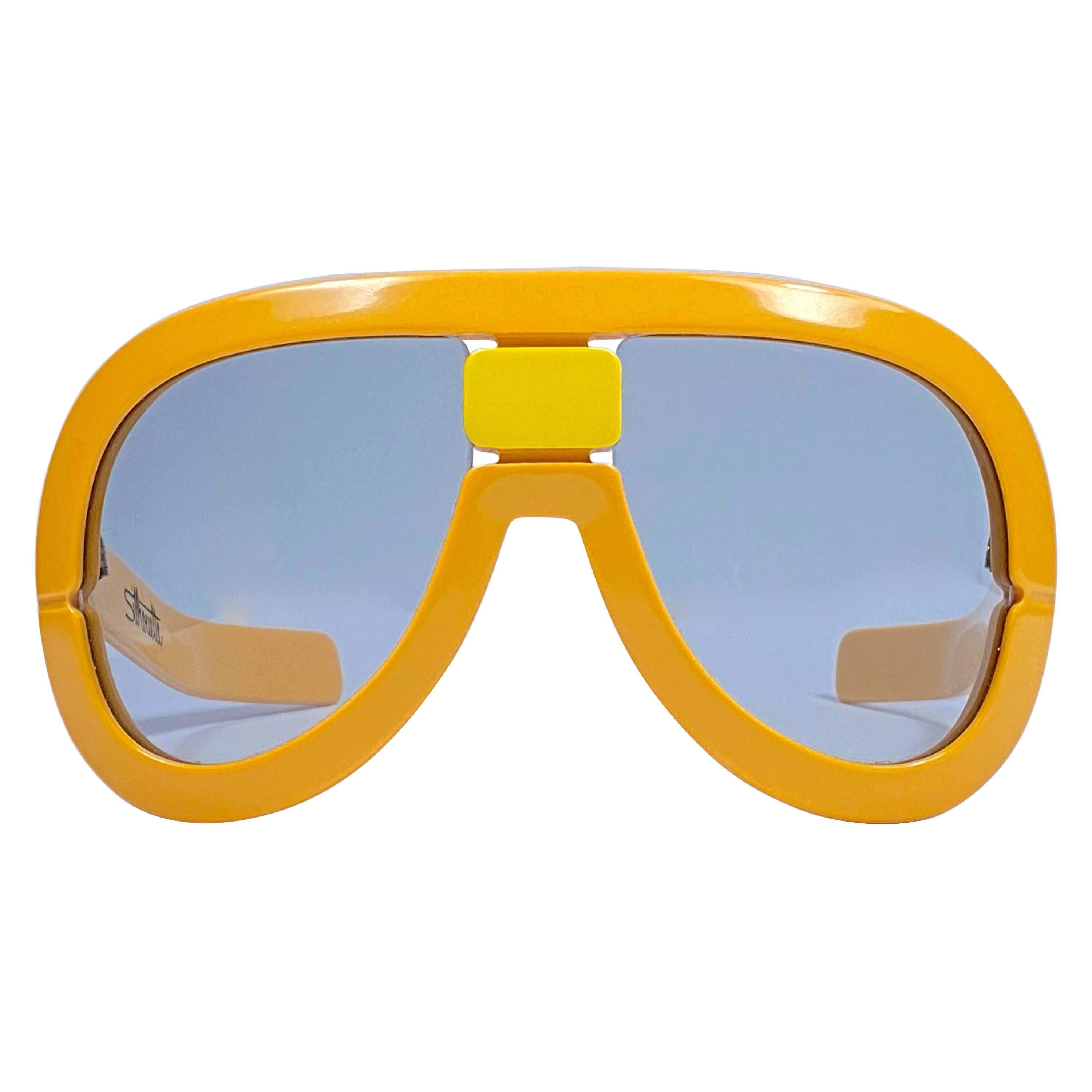 New Vintage Rare Silhouette Futura 563 Yellow Collector Item 1970 Sunglasses  For Sale