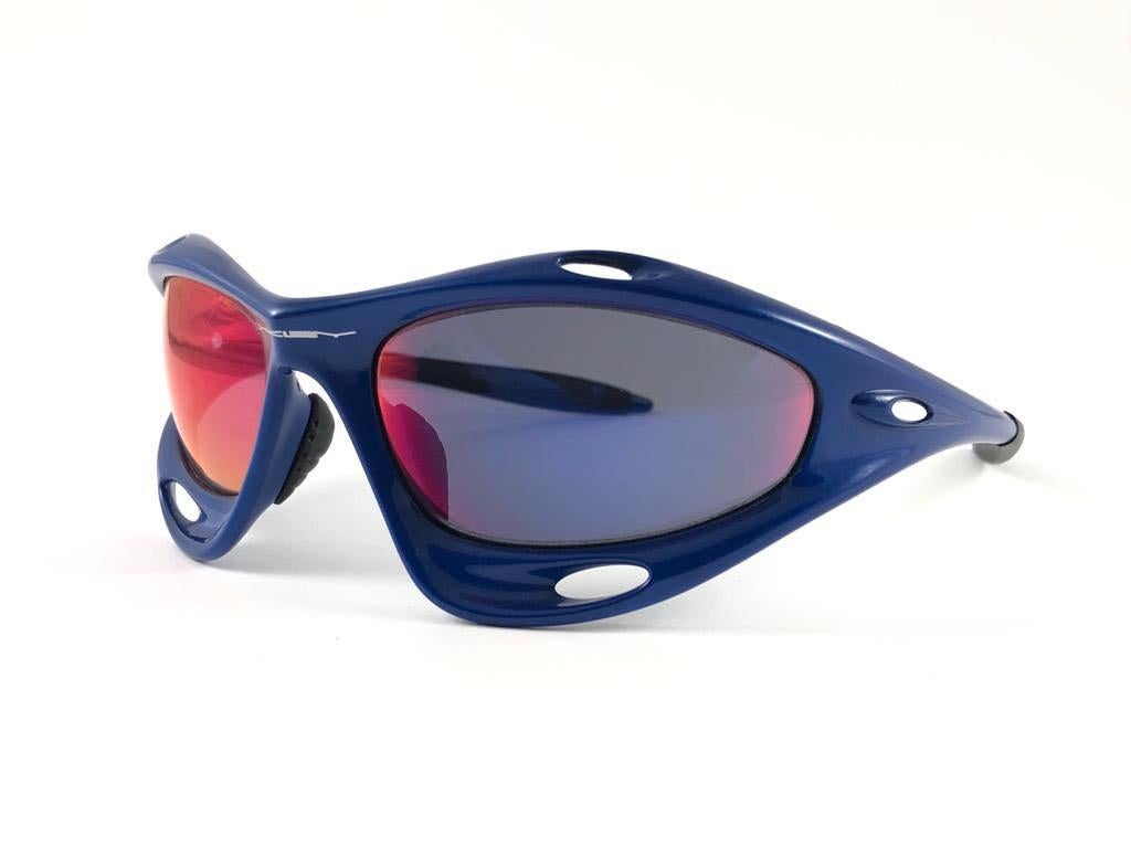 New Vintage Rare Sports Oakley Racing Jacket Gen 1 Blue 1997 Sunglasses  3