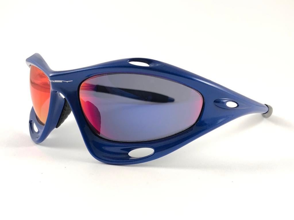 New Vintage Rare Sports Oakley Racing Jacket Gen 1 Blue 1997 Sunglasses  1