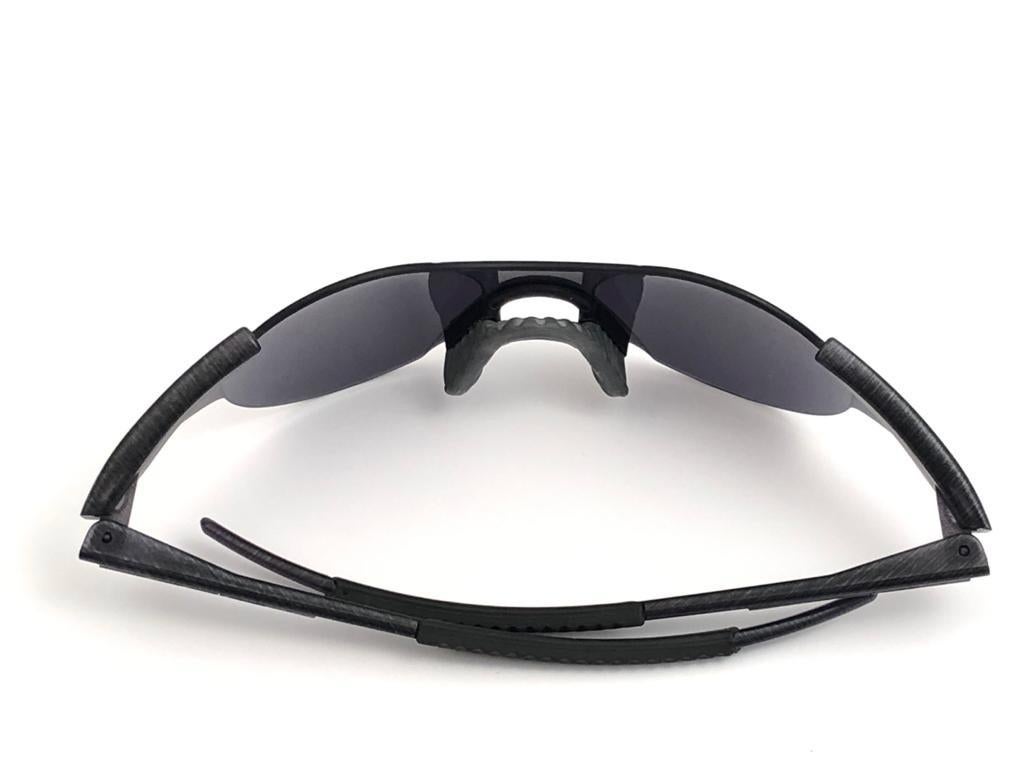 Gray New Vintage Rare Sports Oakley Wrap Around Grey Mirror Lens 1980's Sunglasses 