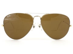 Occhiali da sole Ray Ban 62MM Aviator Flying Colors White B15 Lenses B&L, vintage, di zecca.