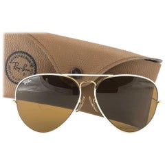 Ray Ban - Lunettes de soleil B&L vintage « Aviator Flying Colors » blanches avec lunettes, 62MM, état neuf