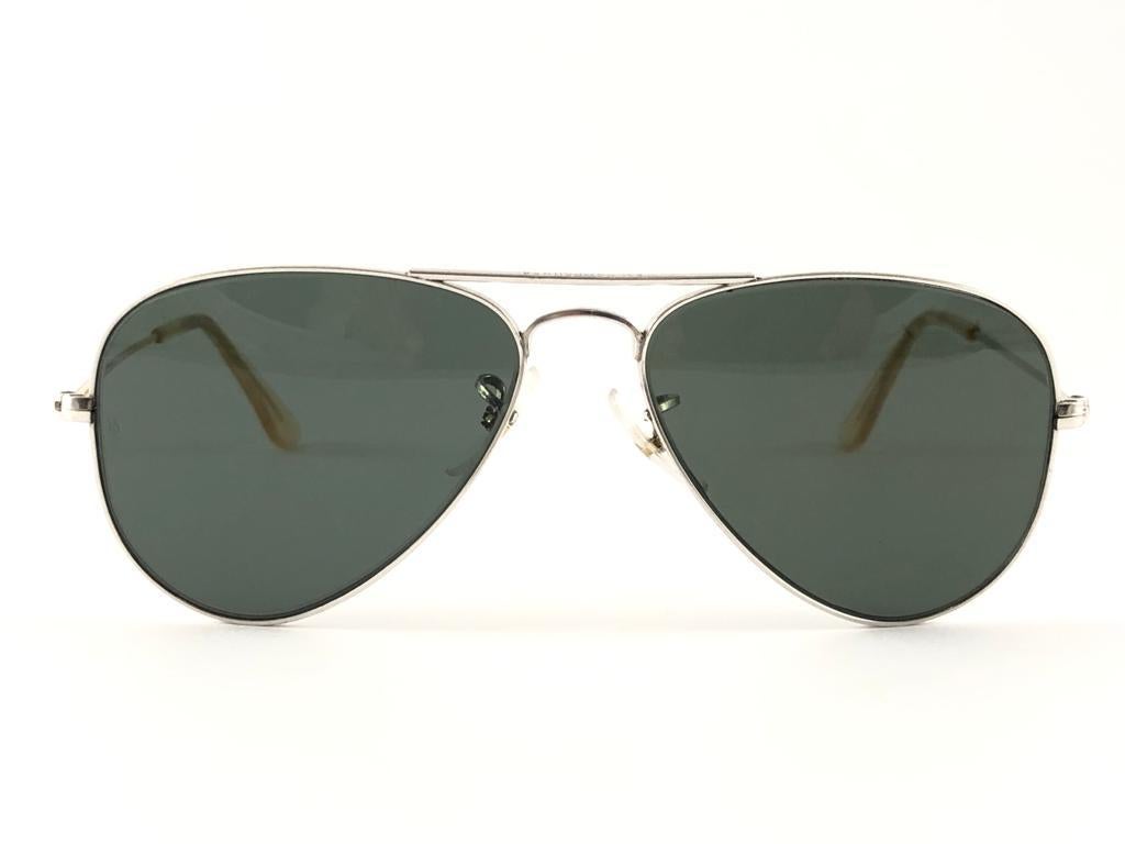New Vintage Ray Ban Aviator 12K 52MM Gold Grey Lens Kids Edition B&L Sunglasses For Sale 3