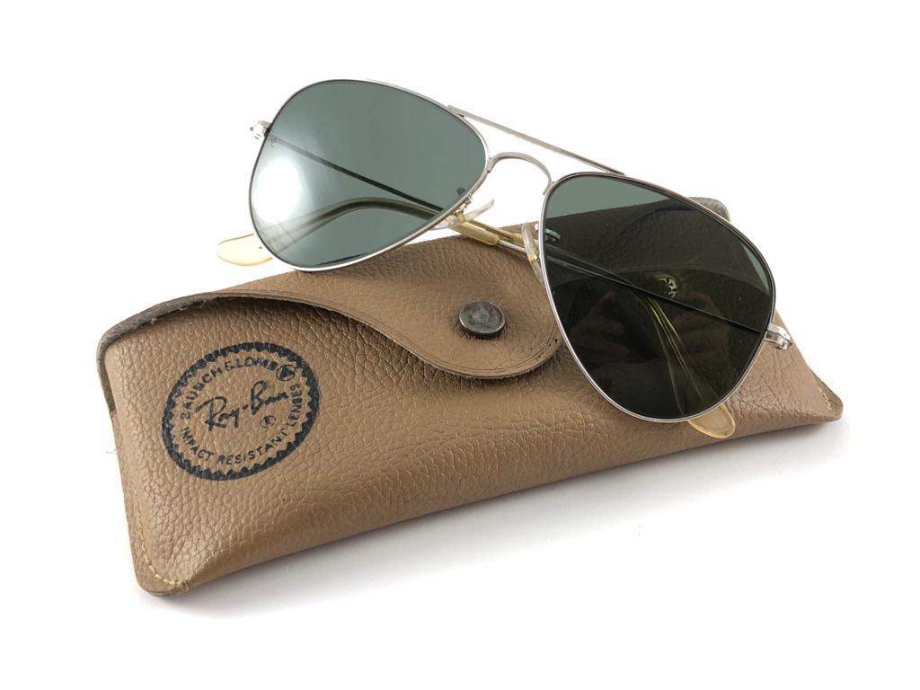 New Vintage Ray Ban Aviator 12K 52MM Gold Grey Lens Kids Edition B&L Sunglasses For Sale 5
