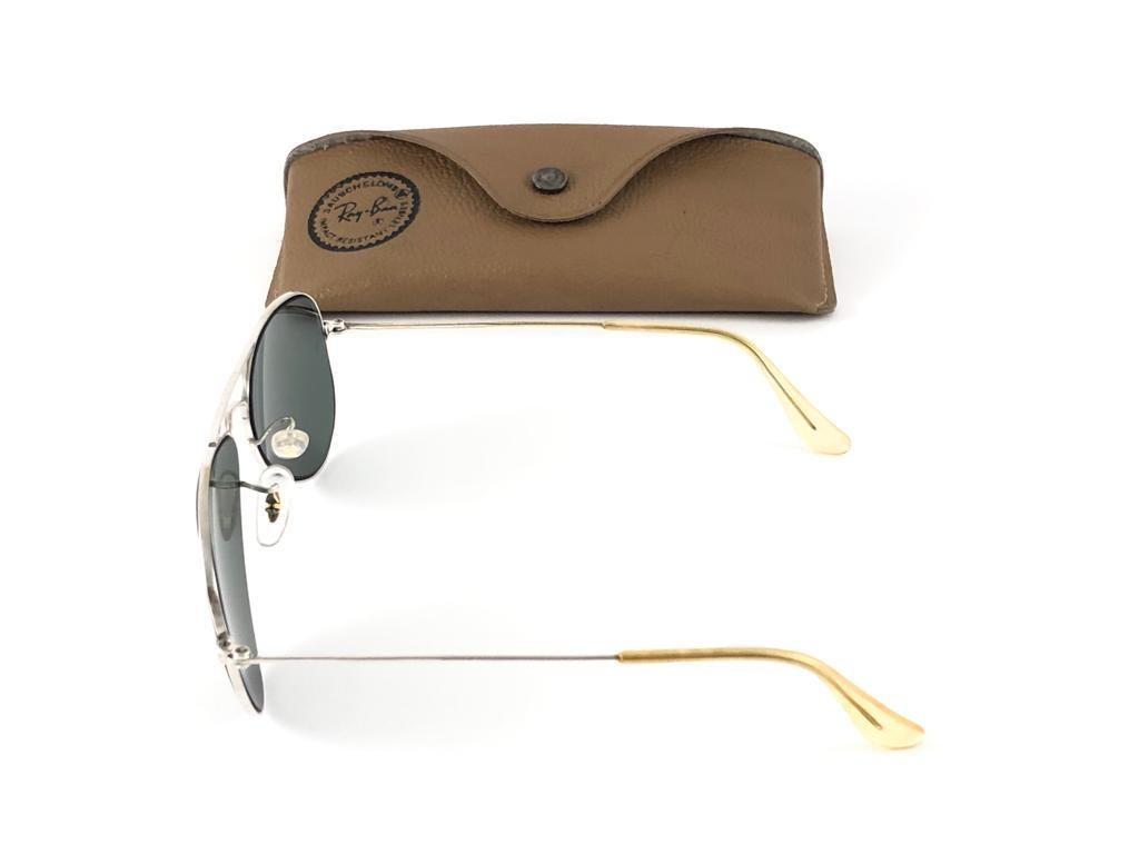 Women's or Men's Vintage Ray Ban Outdoorsman 52Mm 12K G15 Gold Filled Silver Frame B&L Sunglasses