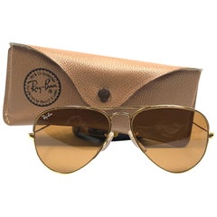 New Used Ray Ban Aviator 58MM B15 TGM Brown Lenses B&L Sunglasses