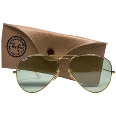 New Vintage Ray Ban Aviator 58Mm Changeable Green Lenses B&L Sunglasses
