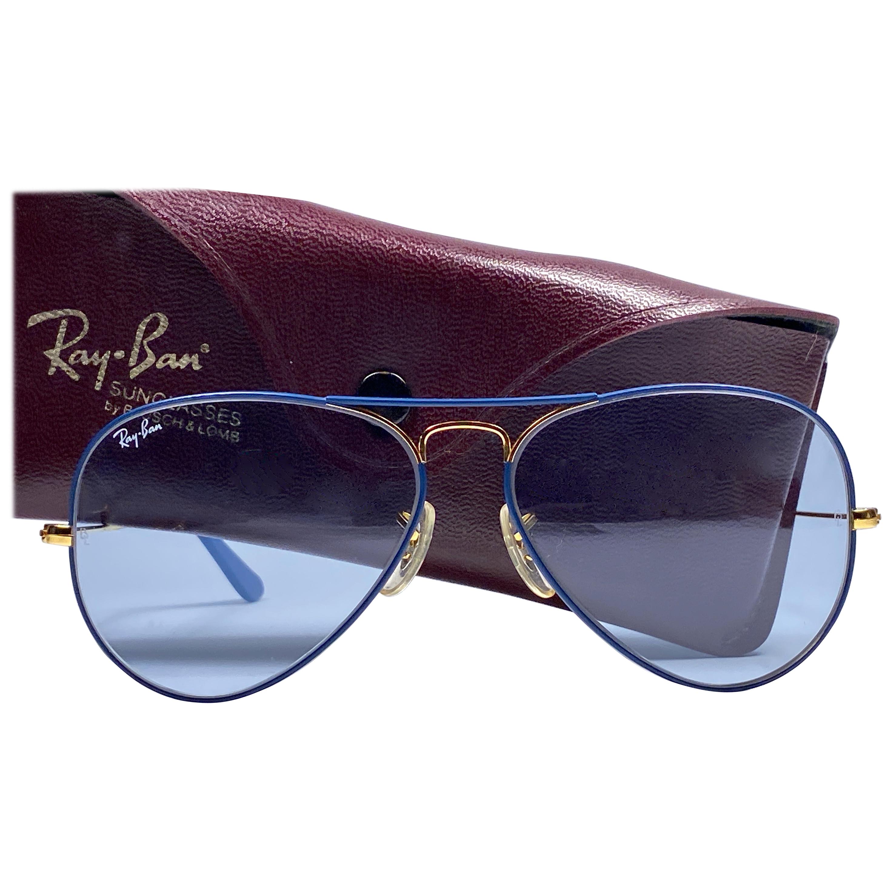 New Vintage Ray Ban Aviator Flying Colors Blue Changeable Lenses B&L  Sunglasses at 1stDibs | ray ban blue, ray-ban