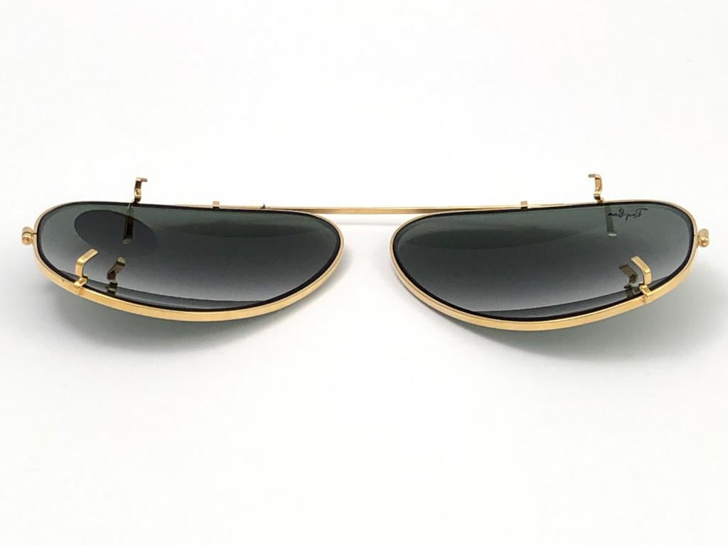 New Vintage Ray Ban B&L Clip On For Aviator 62mm Sunglasses Collectors Item  USA at 1stDibs | aviator clip on sunglasses