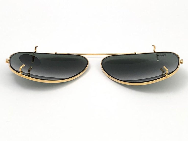 New Vintage Ray Ban B&L Clip On For Aviator 62mm Sunglasses Collectors Item  USA For Sale at 1stDibs