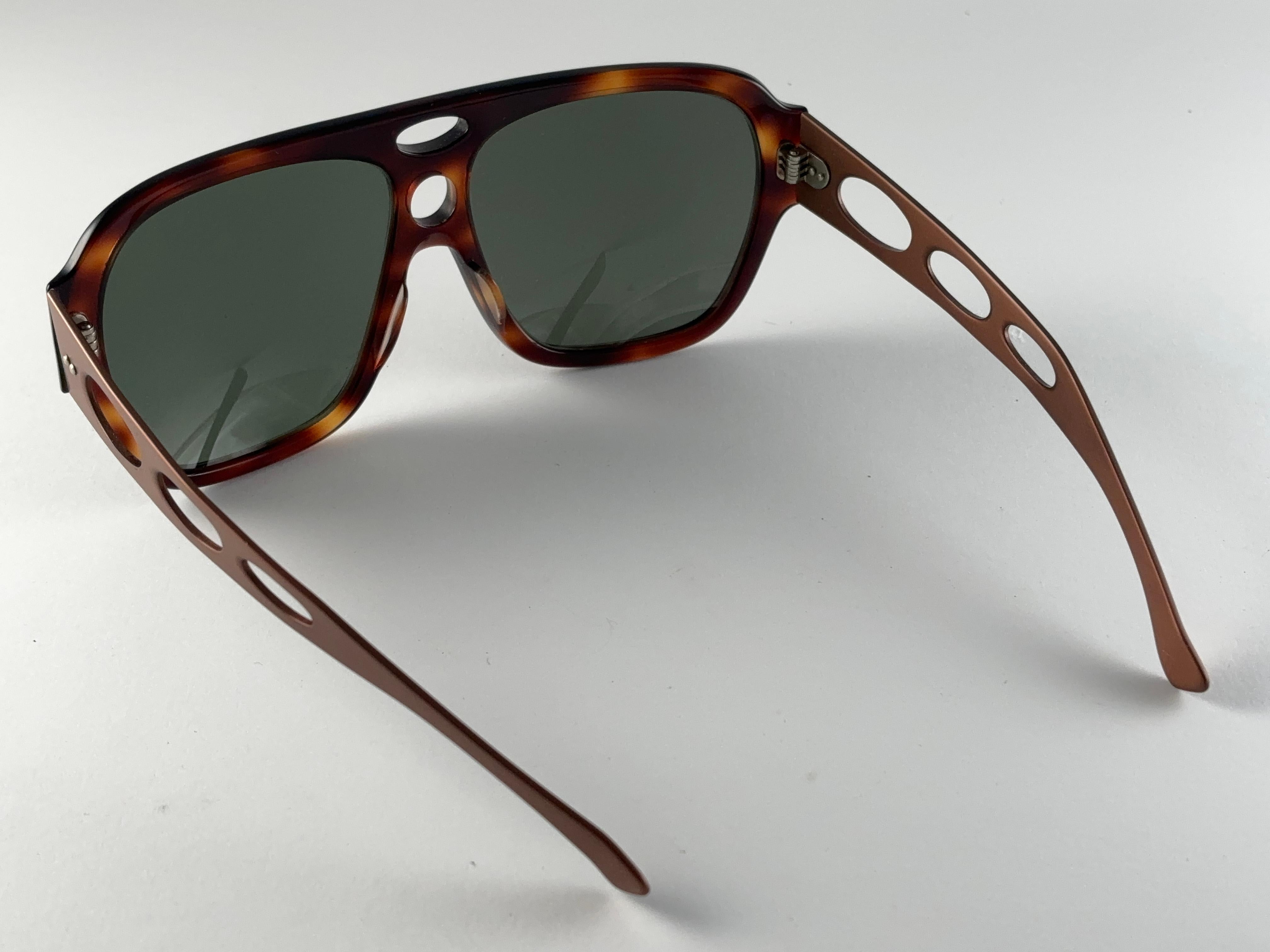 Gray New Vintage Ray Ban B&L Corrigan II Tortoise Metal Temples Grey Lens Sunglasses For Sale