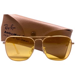 Neu Vintage Ray Ban Caravan Gold Ambermatic Gläser 1970's B&L Sonnenbrille