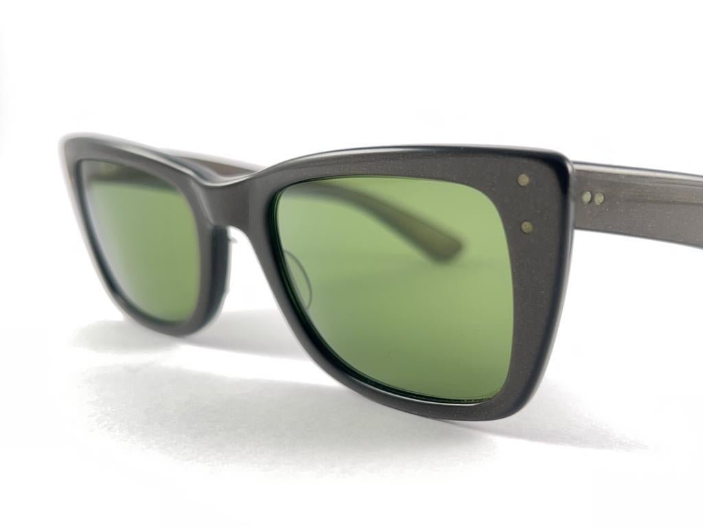 New Vintage Ray Ban Caribbean 1960'S Midcentury Green Lenses Usa B&L Sunglasses For Sale 4