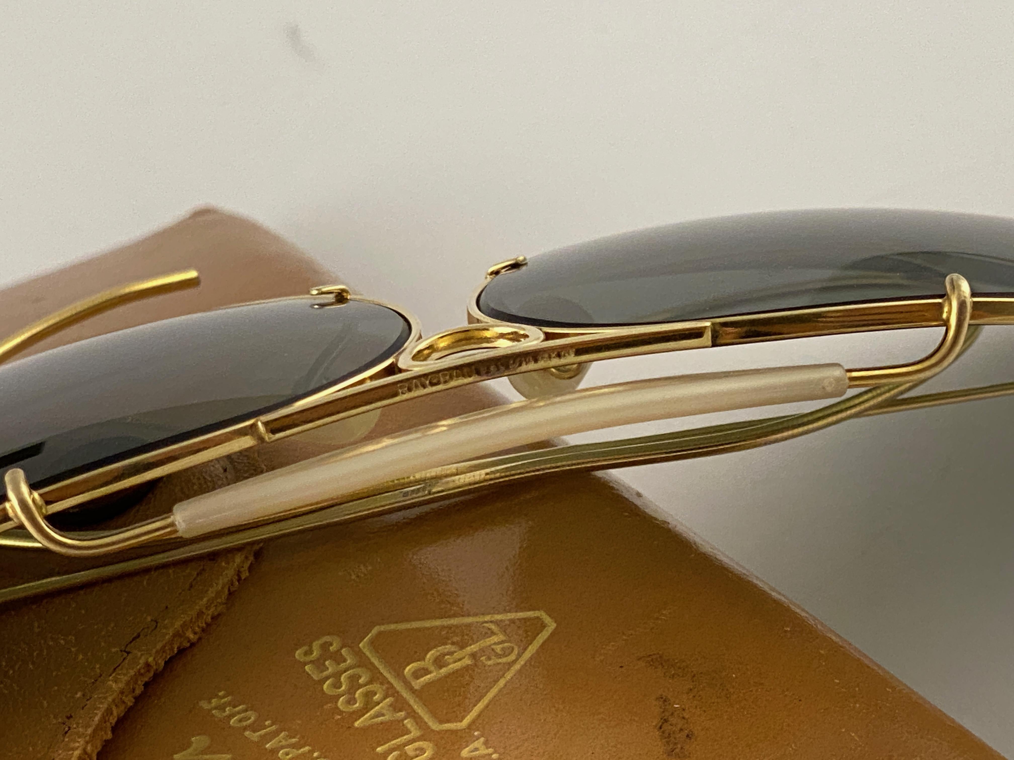 Ray Ban Decot - Lunettes de soleil vintage en or 10 carats avec lunettes G15, 62 m, années 1970, état neuf Pour hommes en vente