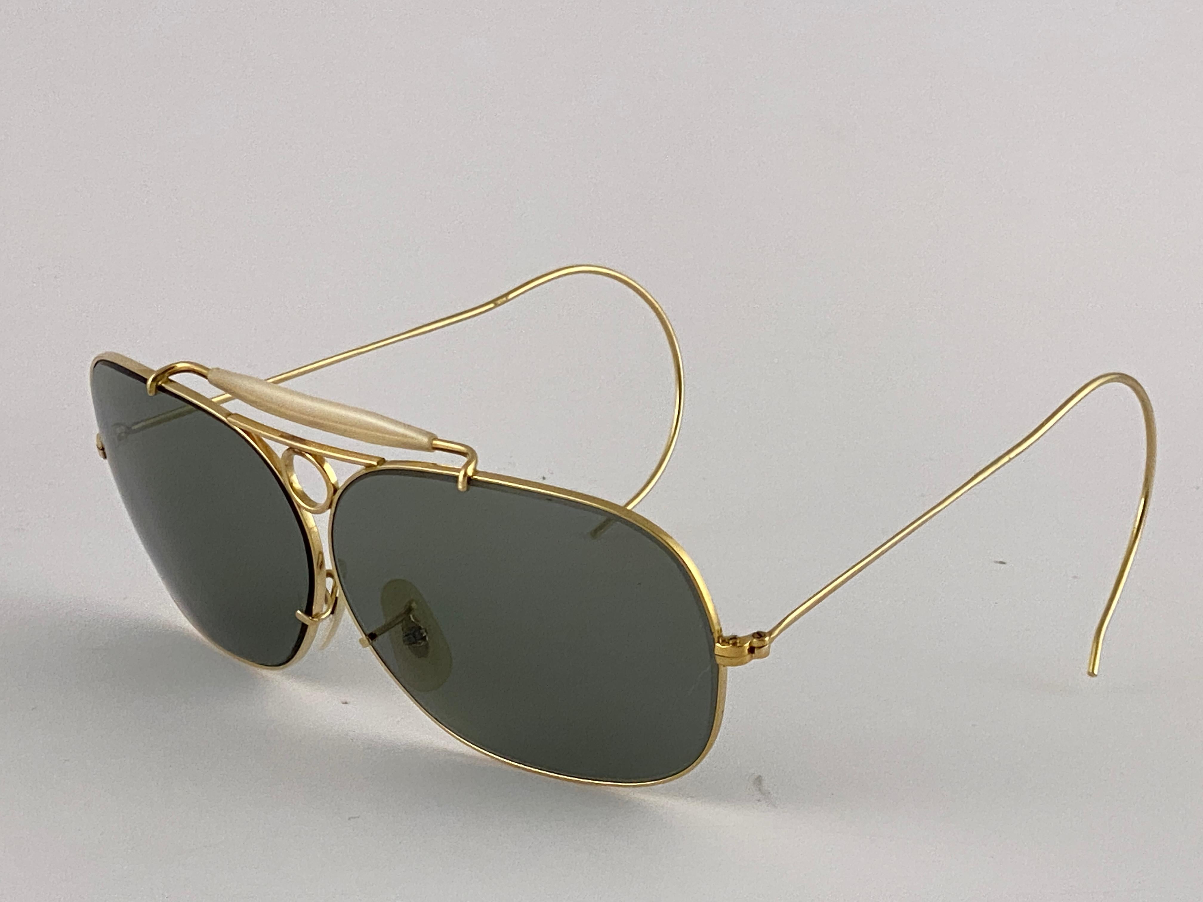 Ray Ban Decot - Lunettes de soleil vintage en or 10 carats avec lunettes G15, 62 m, années 1970, état neuf en vente 4
