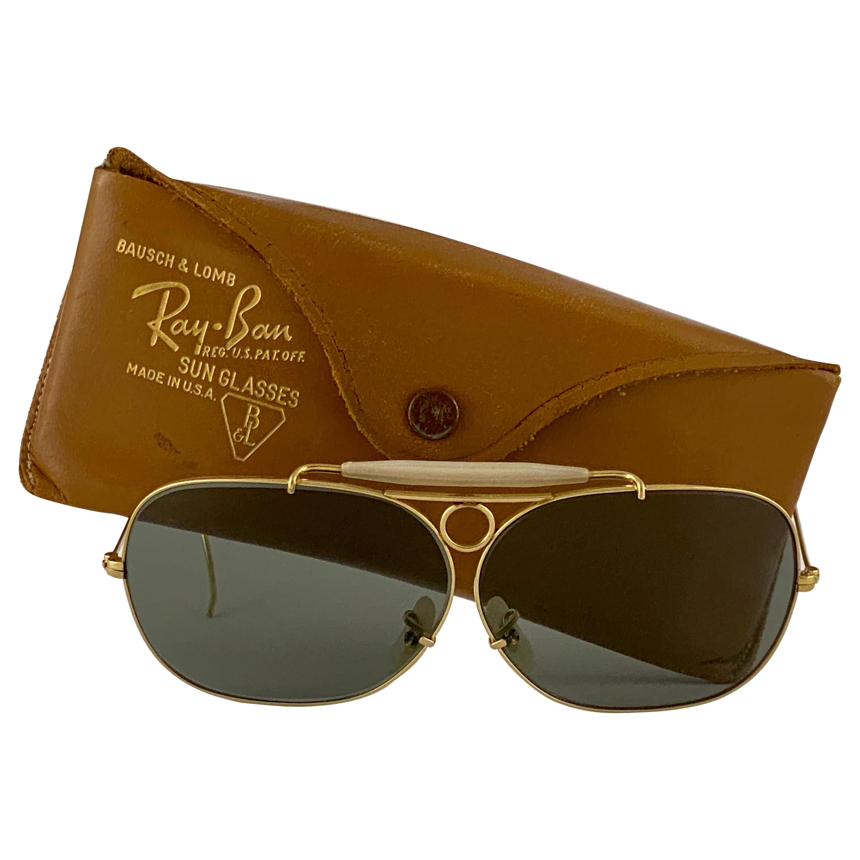 New Vintage Ray Ban Decot 10 K Gold 62Mm G15 Lenses 1970's B&L Sunglasses